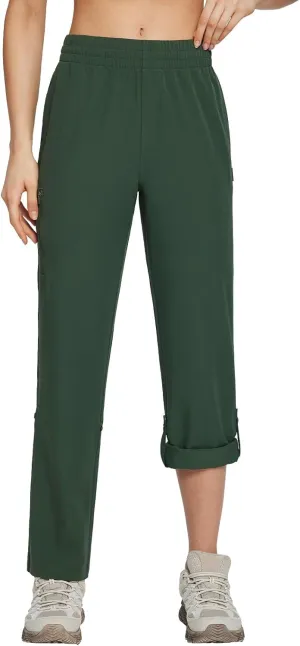 baleaf Women's Hiking Water Resistant Pants UPF Roll Up Convertible Capri Pant Quick Dry Zipper Pockets Travel Fishing