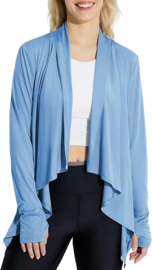 baleaf Women's Long Sleeve Sun Shirts UPF 50  Lightweight Open Front Cardigan with Pockets Beach Cover Up SPF Sun Wrap