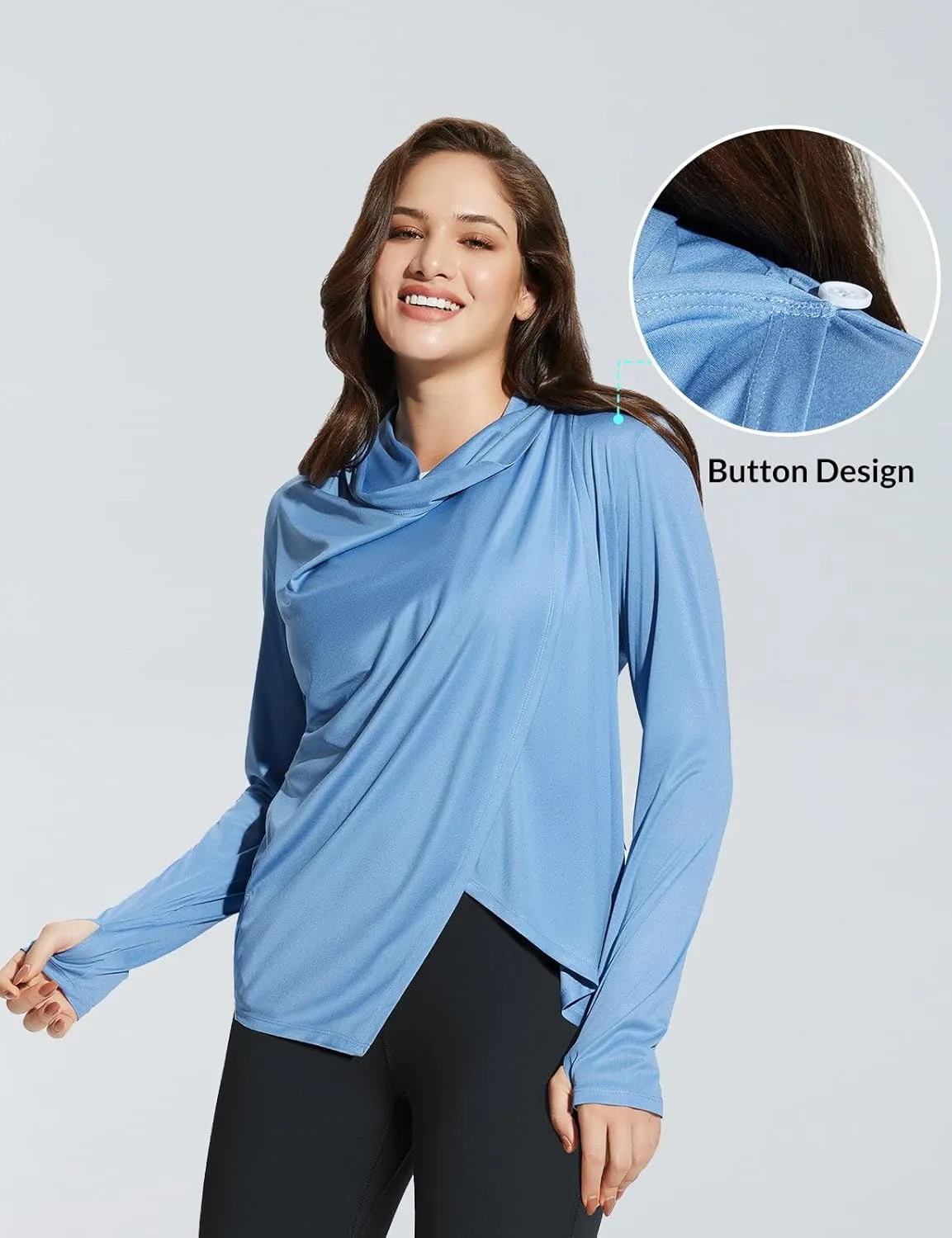 baleaf Women's Long Sleeve Sun Shirts UPF 50  Lightweight Open Front Cardigan with Pockets Beach Cover Up SPF Sun Wrap