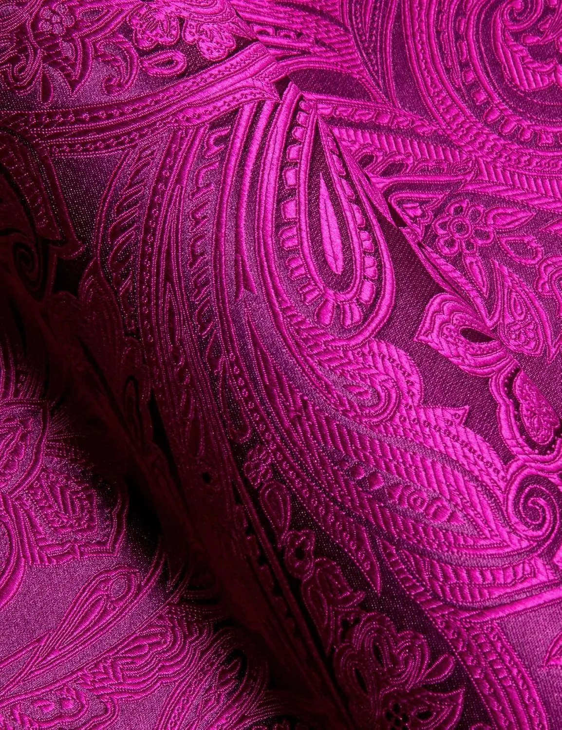 Barry.Wang Men Dress Shirts Paisley 70s Disco Shirt Button Down Silk Long Sleeve Tops for Wedding/Prom/Party/Nightclub