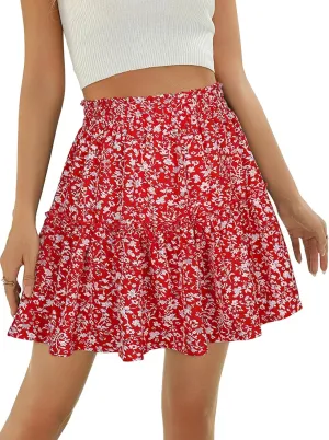 Berydress Womens Ruffle Mini Skirt 2025 Trendy Beach Vacation High Waisted Tiered A Line Casual Summer Boho Flowy Skirts