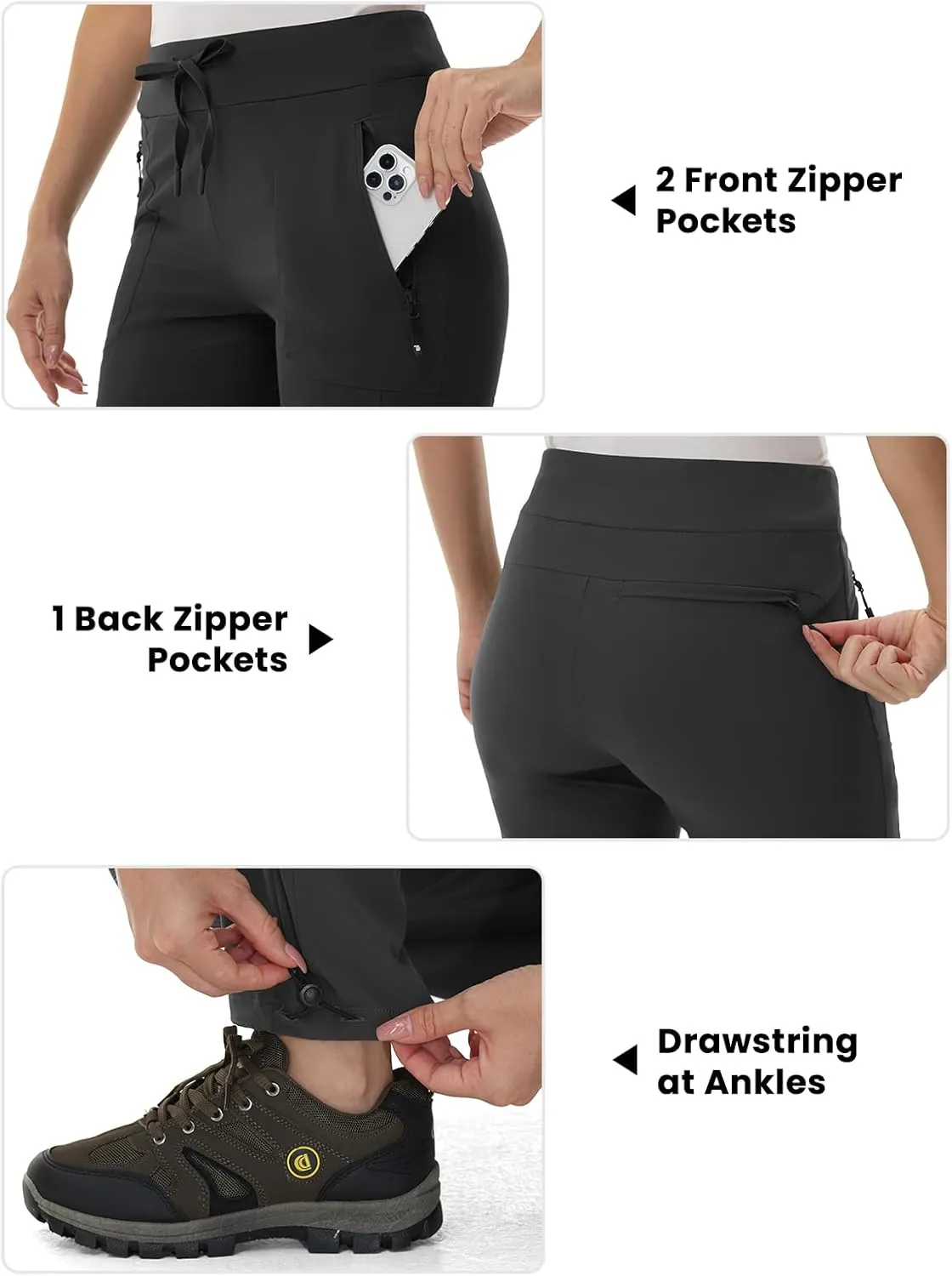 BGOWATU Women's Hiking Pants Lightweight Quick Dry Casual Joggers with Zipper Pockets Athletic Water Resistant Outdoor