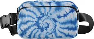 Blue Tie Dye Fanny Pack for Travel Hiking Water Resistant Waist Pack Sling Bag Purse for Women Men