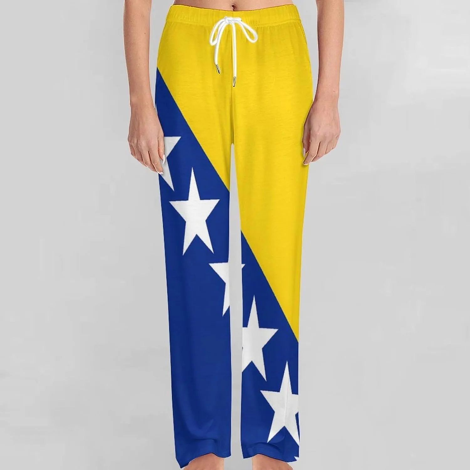 Bosnia And Herzegovina Flag Pajamas for Adult Bottoms Lounge Pants Sleepwear Loungewear with Elastic Waistband Unisex
