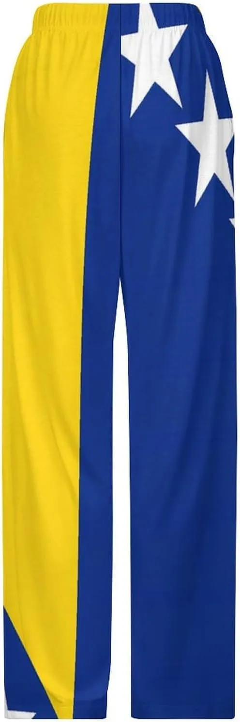 Bosnia And Herzegovina Flag Pajamas for Adult Bottoms Lounge Pants Sleepwear Loungewear with Elastic Waistband Unisex