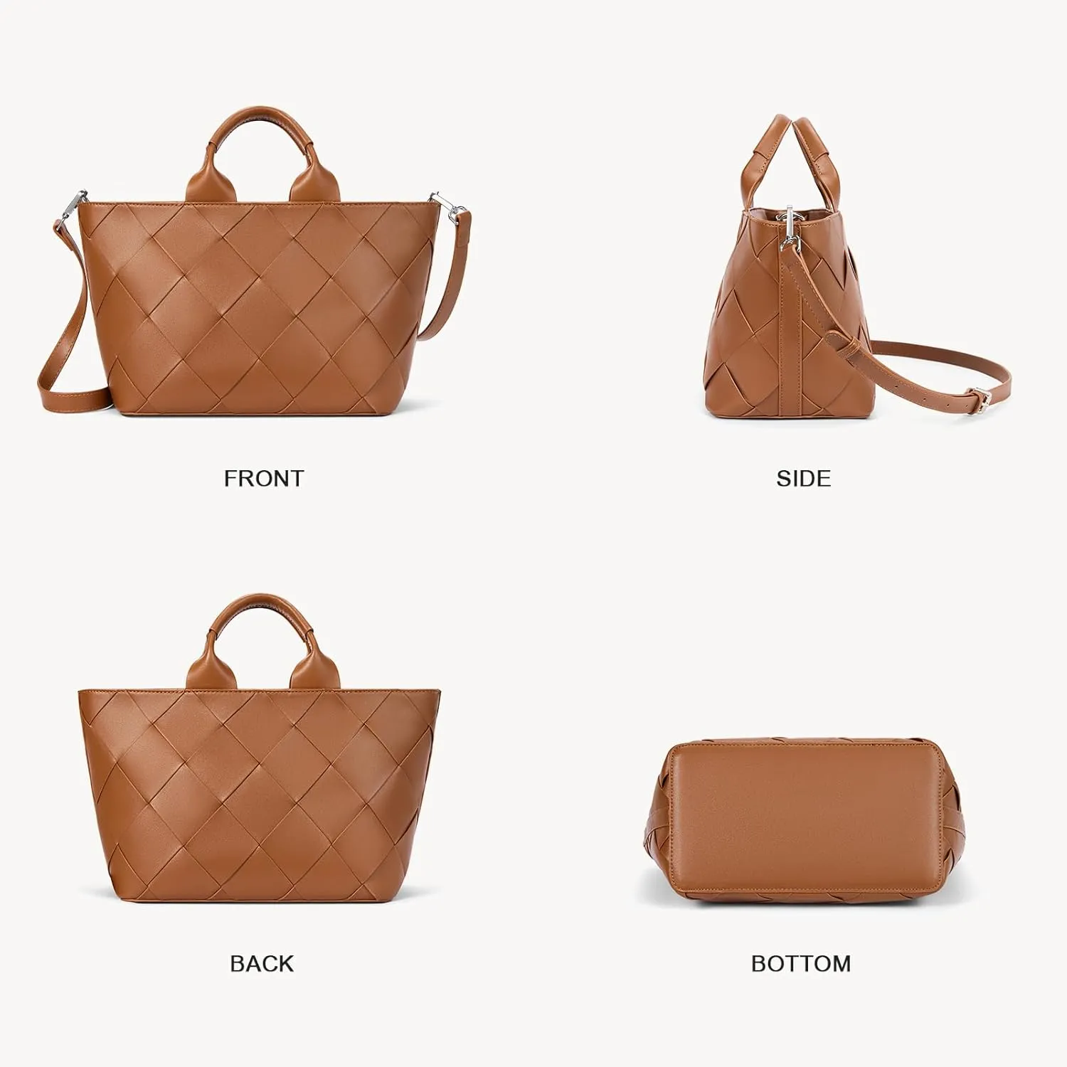 BOSTANTEN Woven Tote Bag for Women Top Handle Purses and Handbags Shoulder Crossbody Purse With Zipper