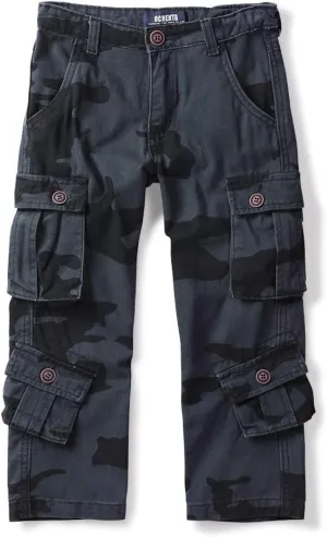 Boys' Camo Military Cargo Pants, 8 Pockets Casual Outdoor Scout Hiking Trousers