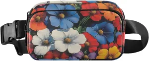 Bright Flowers Fanny Pack Water Resistant, Women Men Waist Pack Sling Bag Purse for Travel Hiking