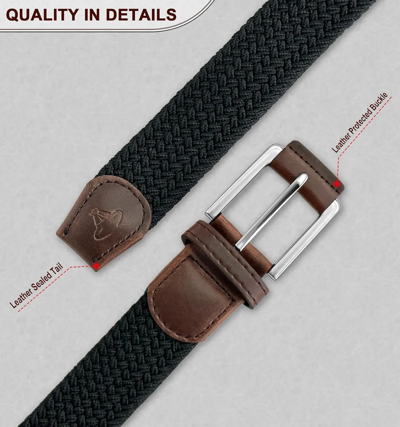 BULLIANT Stretch Belt Men,Mens Gift Woven Braided Web Belt 1 3/8 for Golf Casual Pants Shirts Jeans