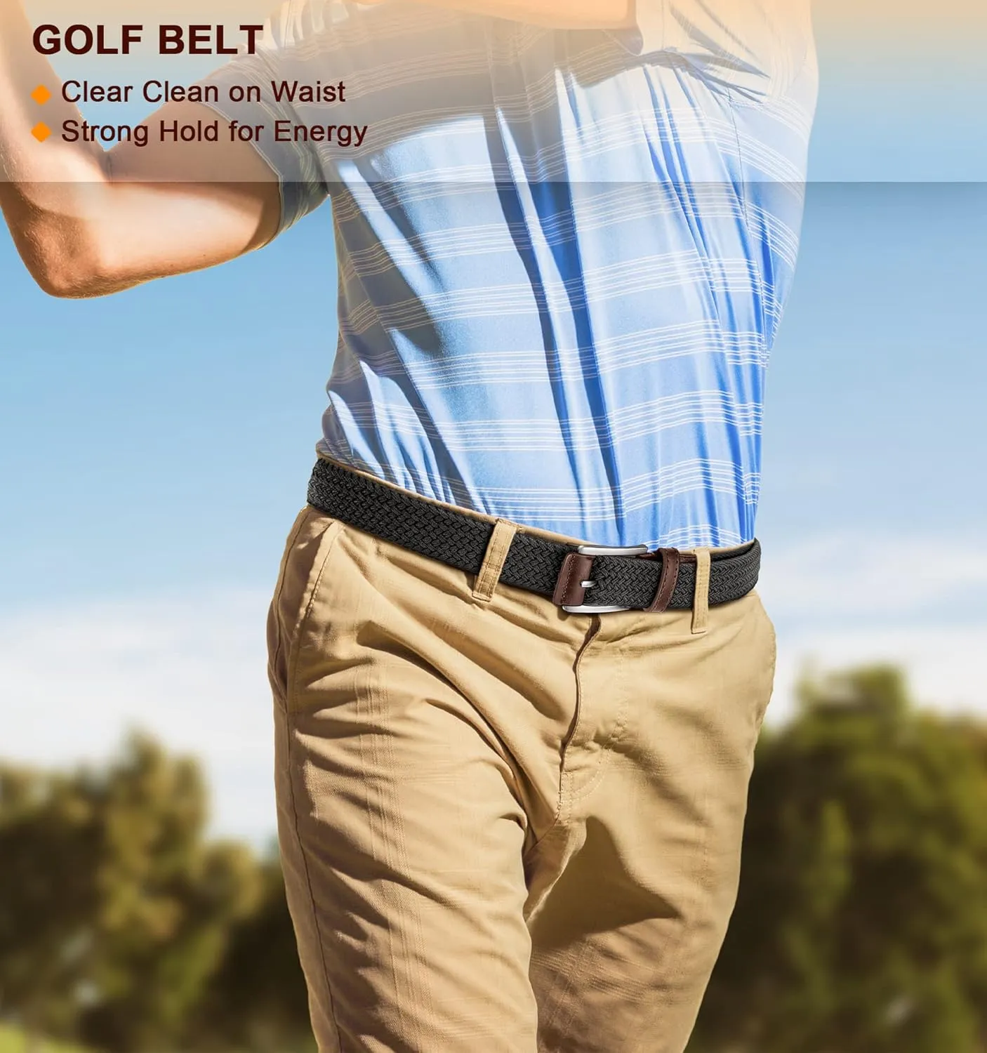 BULLIANT Stretch Belt Men,Mens Gift Woven Braided Web Belt 1 3/8 for Golf Casual Pants Shirts Jeans