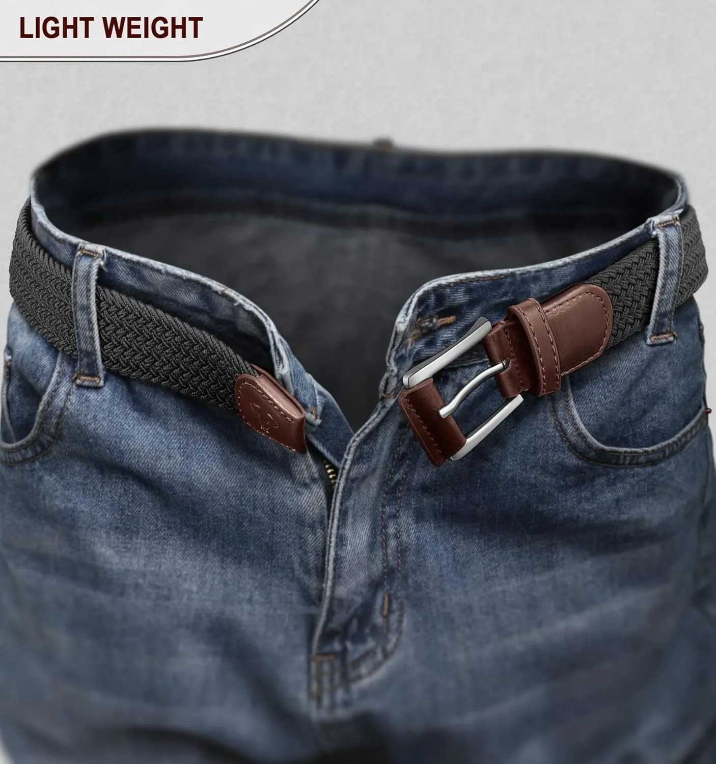 BULLIANT Stretch Belt Men,Mens Gift Woven Braided Web Belt 1 3/8 for Golf Casual Pants Shirts Jeans