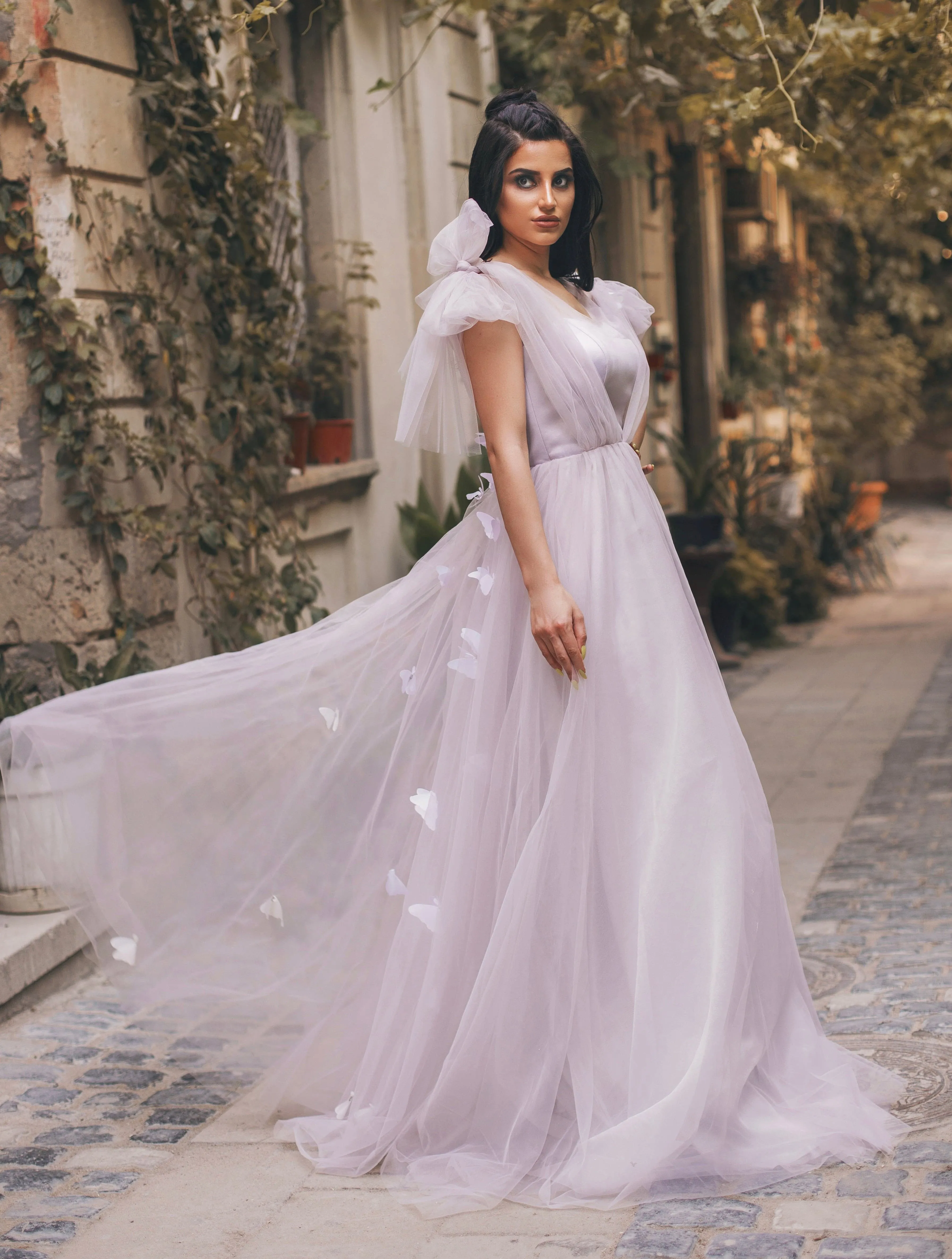 Butterfly Dress With shoulder detail and 3 d butterflys