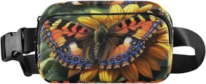 Butterfly Sunflower Fanny Pack Water Resistant, Women Men Waist Pack Sling Bag Purse for Travel Hiking