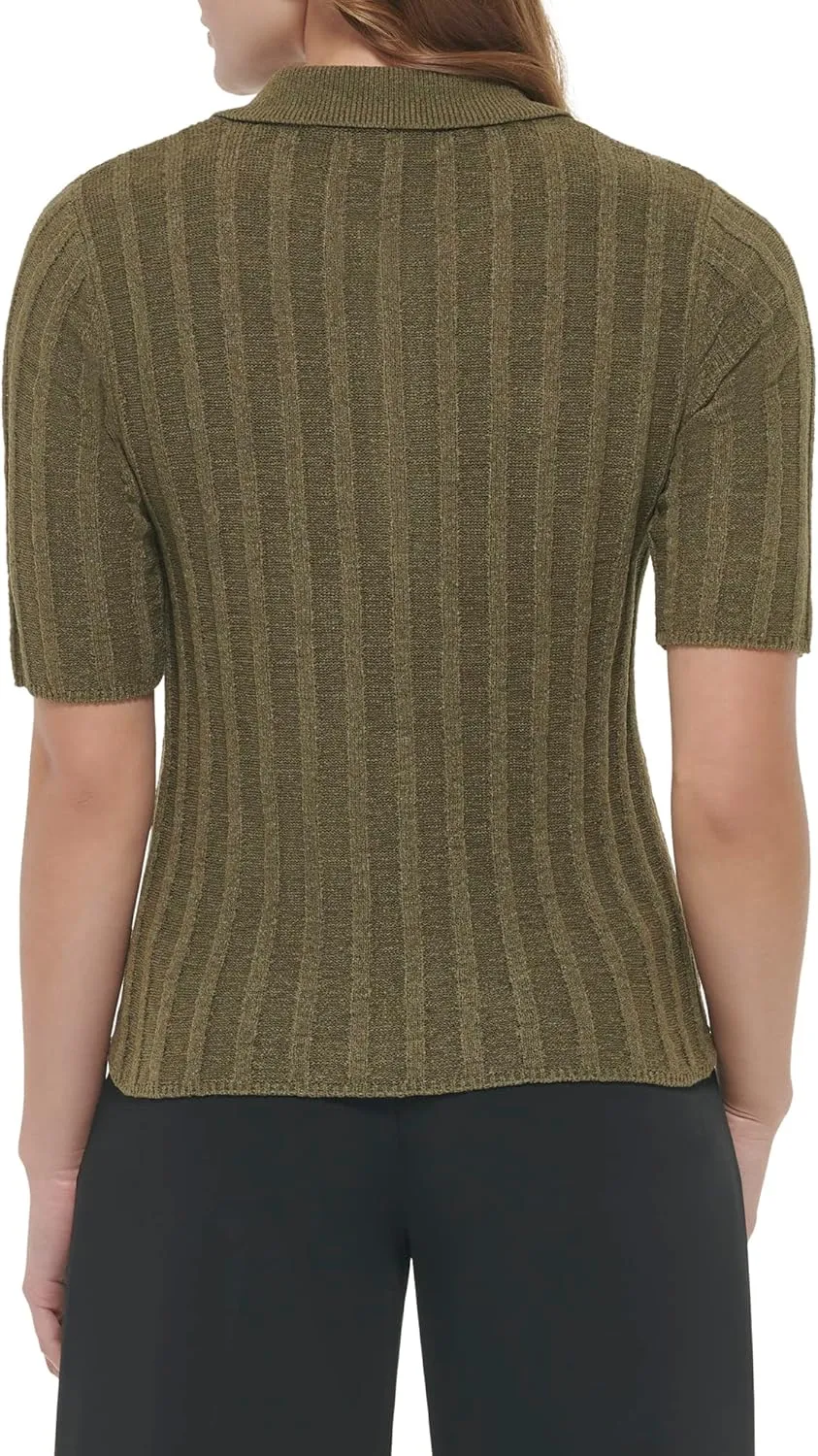 Calvin Klein Women's Polo Nylon Acrylic Short Sleeve Sweater