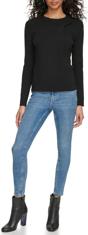 Calvin Klein Women's Twist Neck Long Sleeve Sweater
