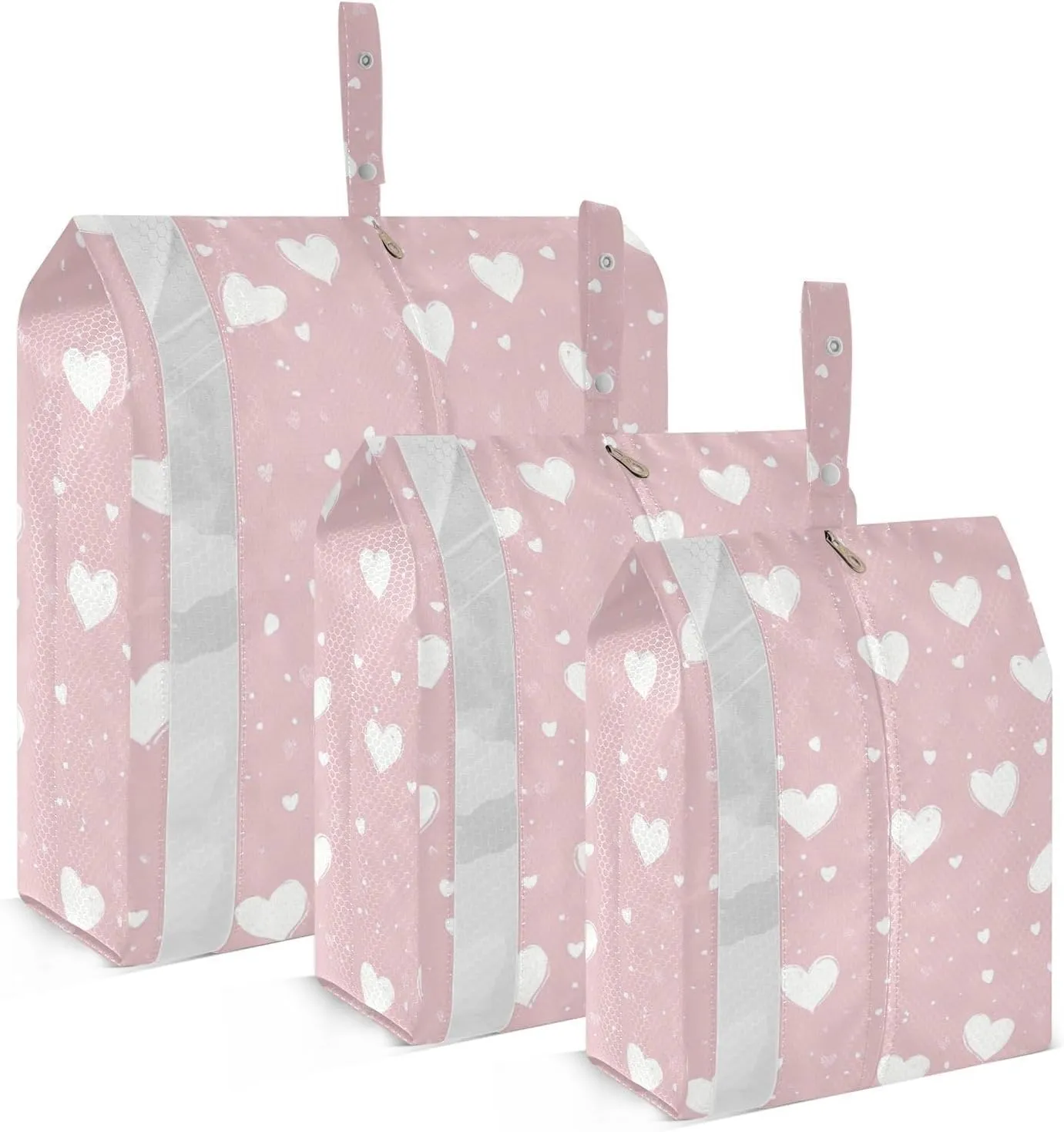 Cartoon Cute Peach Valentine Heart 3pcs Travel Packing Storage Bags Portable Garment Bag Closet Storage Plastic Travel Bags Storage And Organization