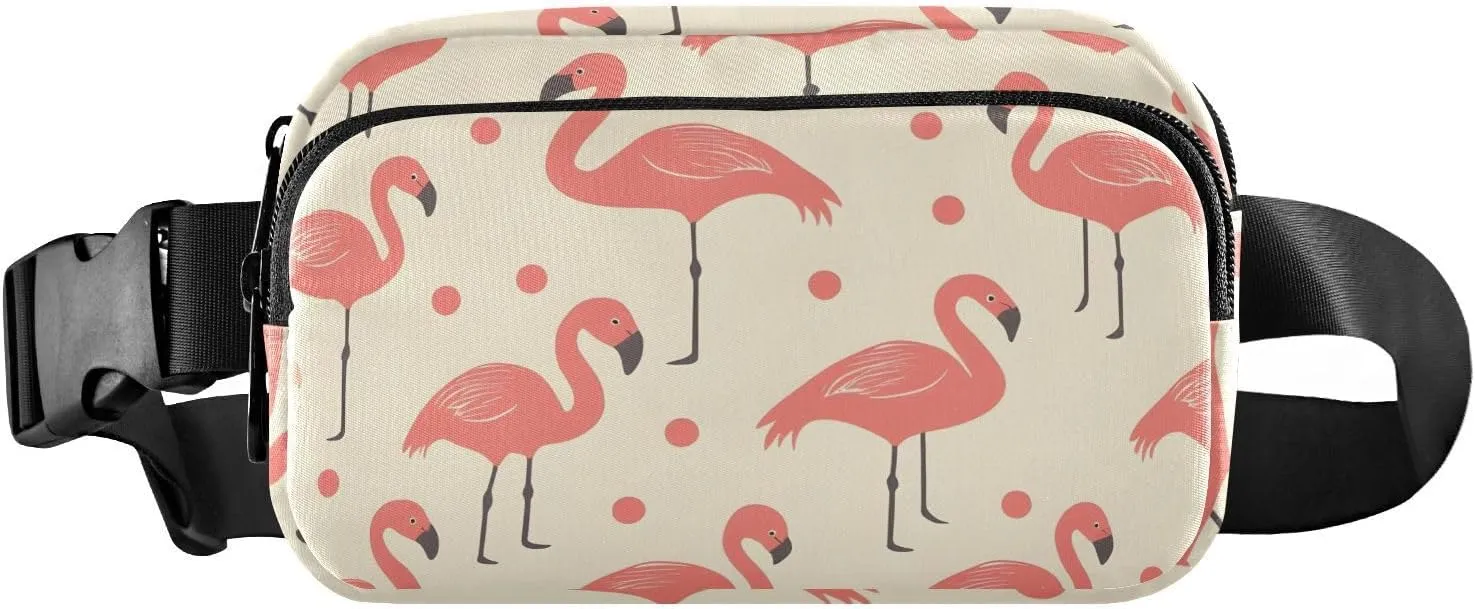Cartoon Flamingo Fanny Pack Water Resistant, Women Men Waist Pack Sling Bag Purse for Travel Hiking