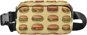 Cartoon Hamburger Fanny Pack Water Resistant, Women Men Waist Pack Sling Bag Purse for Travel Hiking