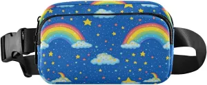 Cartoon Rainbow Fanny Pack Water Resistant, Women Men Waist Pack Sling Bag Purse for Travel Hiking