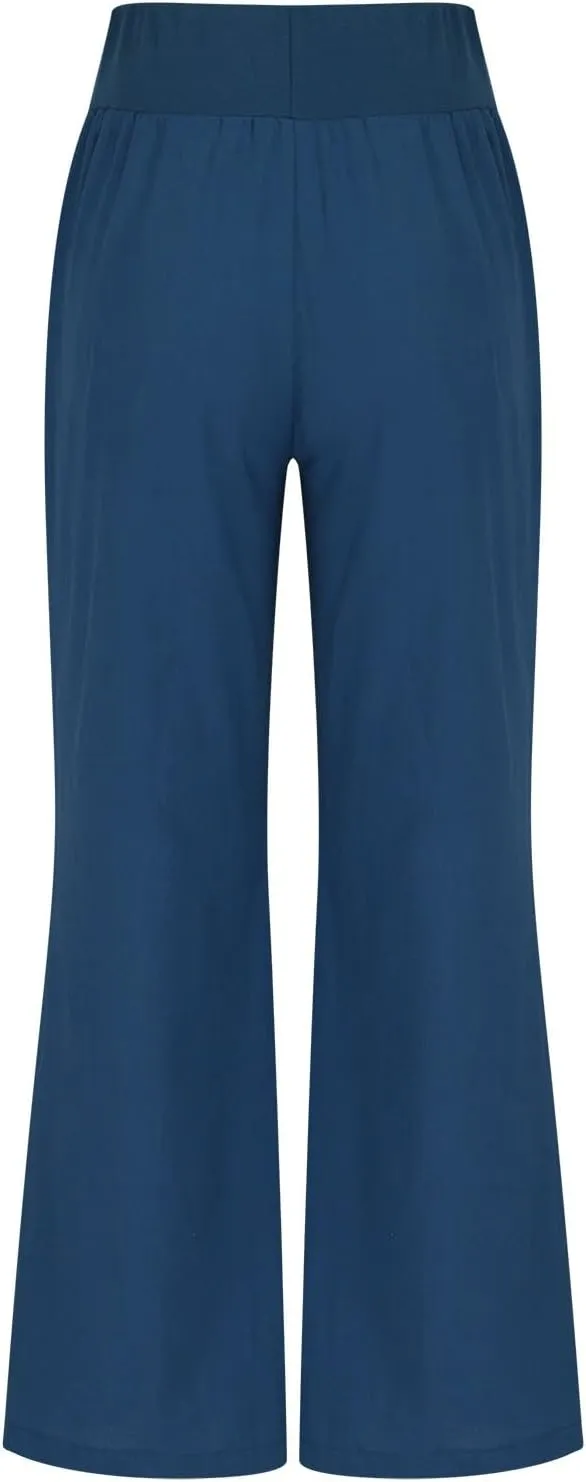 Casual Linen Pants for Womens Loose Fit Straight Leg Trousers 2025 Summer Lightweight Beach Pants with Pockets