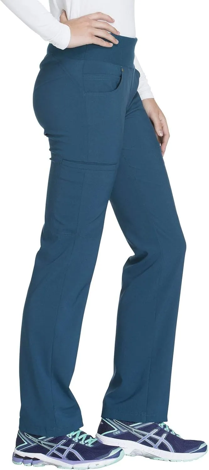 Cherokee Scrubs for Women Mid Rise Straight Leg Scrub Pants For Women Pull-on Bottoms with 6 Pockets & 360 Stretch - CK002