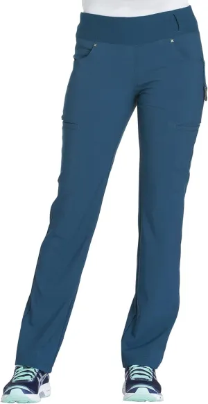 Cherokee Scrubs for Women Mid Rise Straight Leg Scrub Pants For Women Pull-on Bottoms with 6 Pockets & 360 Stretch - CK002