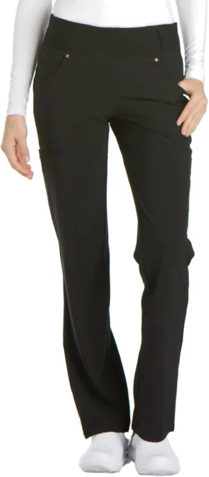 Cherokee Scrubs for Women Mid Rise Straight Leg Scrub Pants For Women Pull-on Bottoms with 6 Pockets & 360 Stretch - CK002