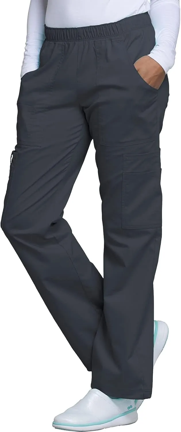 Cherokee Women Scrubs Pant Workwear Core Stretch Mid Rise Pull-On Cargo 4005
