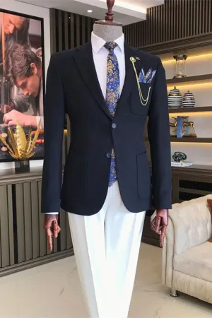 Chic Black Single Breasted Notched Lapel Business Suits Men Suits Two Pieces Tuxedos Blazer Pants