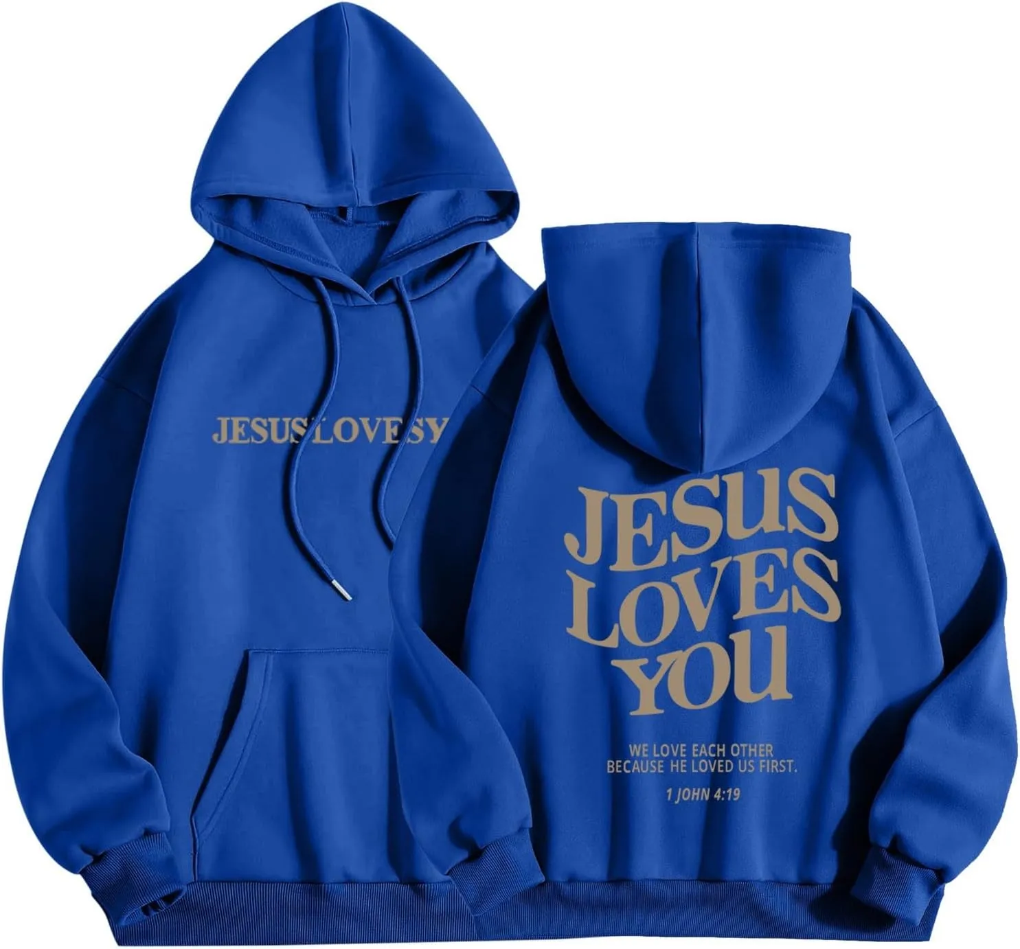 Christian Hoodie Women Jesus Loves You Letter Graphic Y2K Preppy Oversized Sweatshirt Long Sleeve Fall Pullover Tops