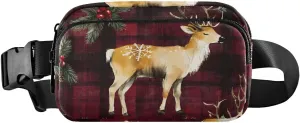 Christmas Deer Fanny Pack Water Resistant, Women Men Waist Pack Sling Bag Purse for Travel Hiking