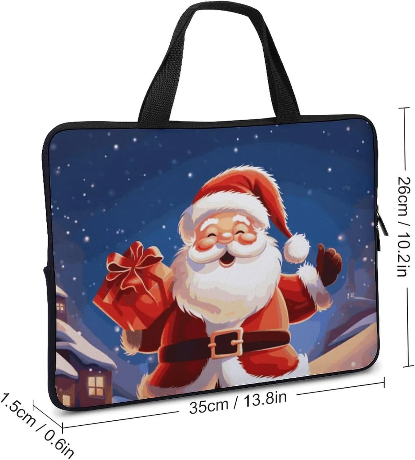 Christmas Santa Claus Laptop Bag Durable Laptop Sleeve Water-Resistant Notebook Bag for Computer Or Tablet