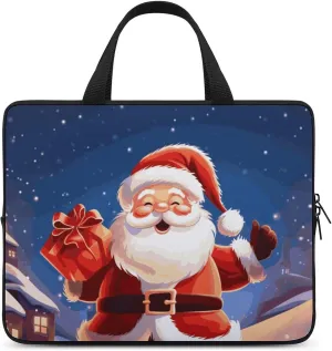 Christmas Santa Claus Laptop Bag Durable Laptop Sleeve Water-Resistant Notebook Bag for Computer Or Tablet