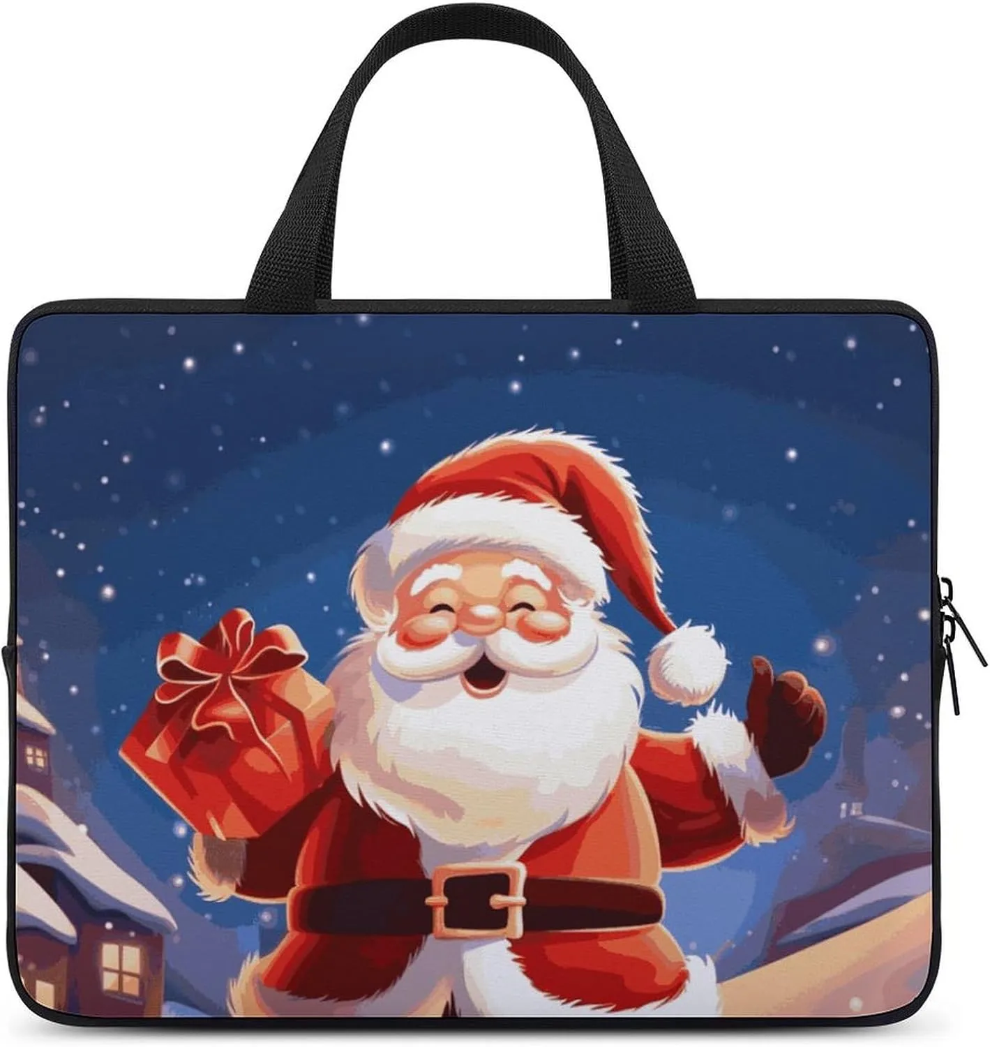 Christmas Santa Claus Laptop Bag Durable Laptop Sleeve Water-Resistant Notebook Bag for Computer Or Tablet