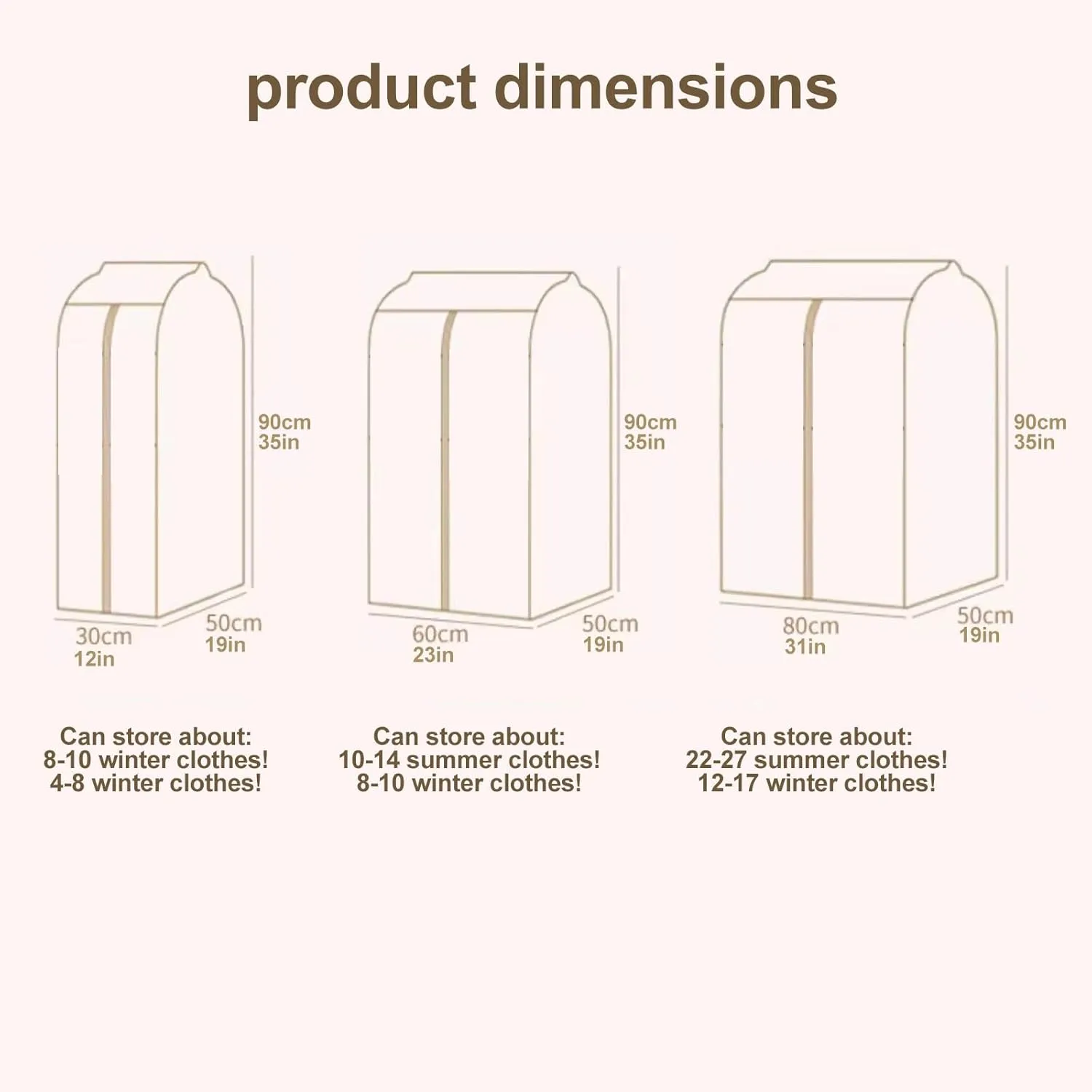 Clear Garment Bags, Printed Garment Covers with Zip, Clothes Cover for Hanging, Dustproof, Washable, for Dress, Suit, Coat(Blue,60x50x90cm)