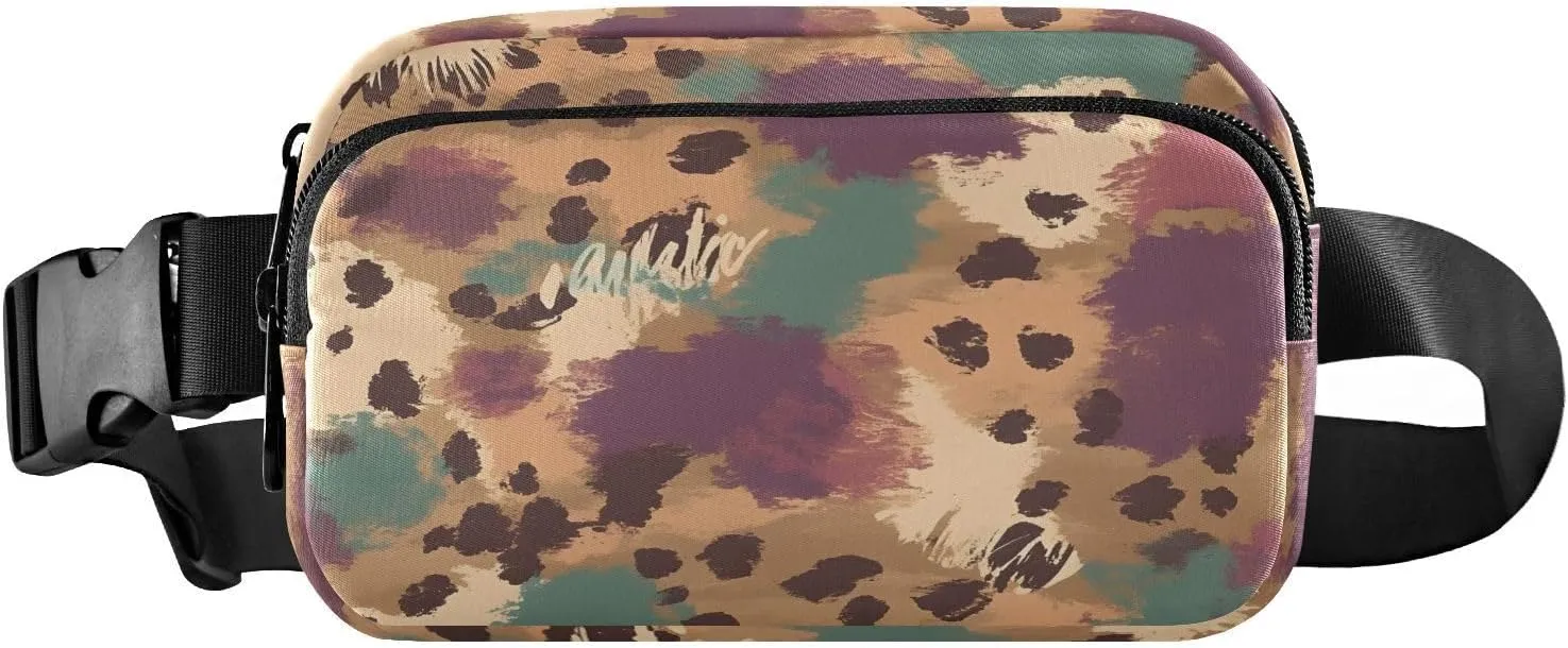 Colored Leopard Skin Fanny Pack Water Resistant, Women Men Waist Pack Sling Bag Purse for Travel Hiking