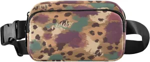 Colored Leopard Skin Fanny Pack Water Resistant, Women Men Waist Pack Sling Bag Purse for Travel Hiking