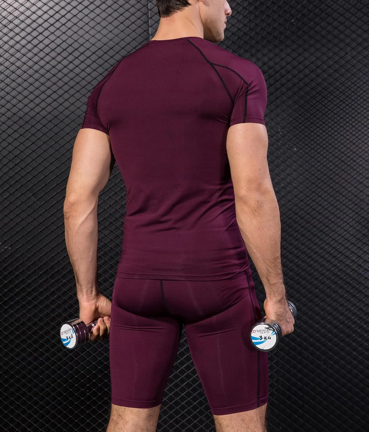 Compression Shirt Men 3 Pack Quick-Dry Athletic Baselayer 4-Way Stretch Moisture-Wicking Short Sleeve Workout Shirts