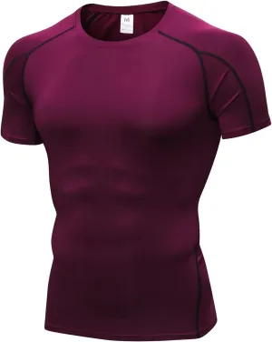 Compression Shirt Men 3 Pack Quick-Dry Athletic Baselayer 4-Way Stretch Moisture-Wicking Short Sleeve Workout Shirts