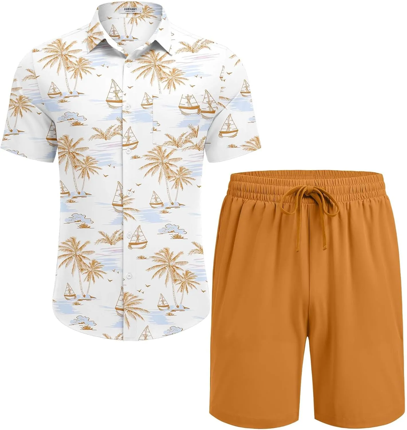 COOFANDY Men's Hawaiian 2 Piece Outfits Summer Beach Matching Set Short Sleeve Floral Shirts and Shorts