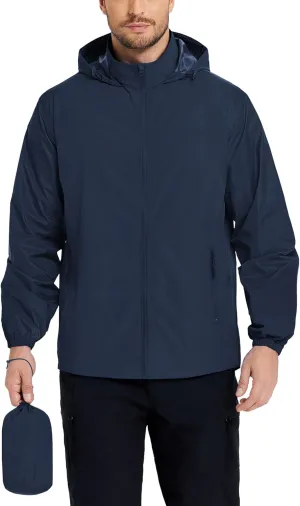 COOFANDY Mens Rain Jacket Lightweight Waterproof Raincoat Packable Rain Shell Jacket With Hood Golf Hiking Windbreaker