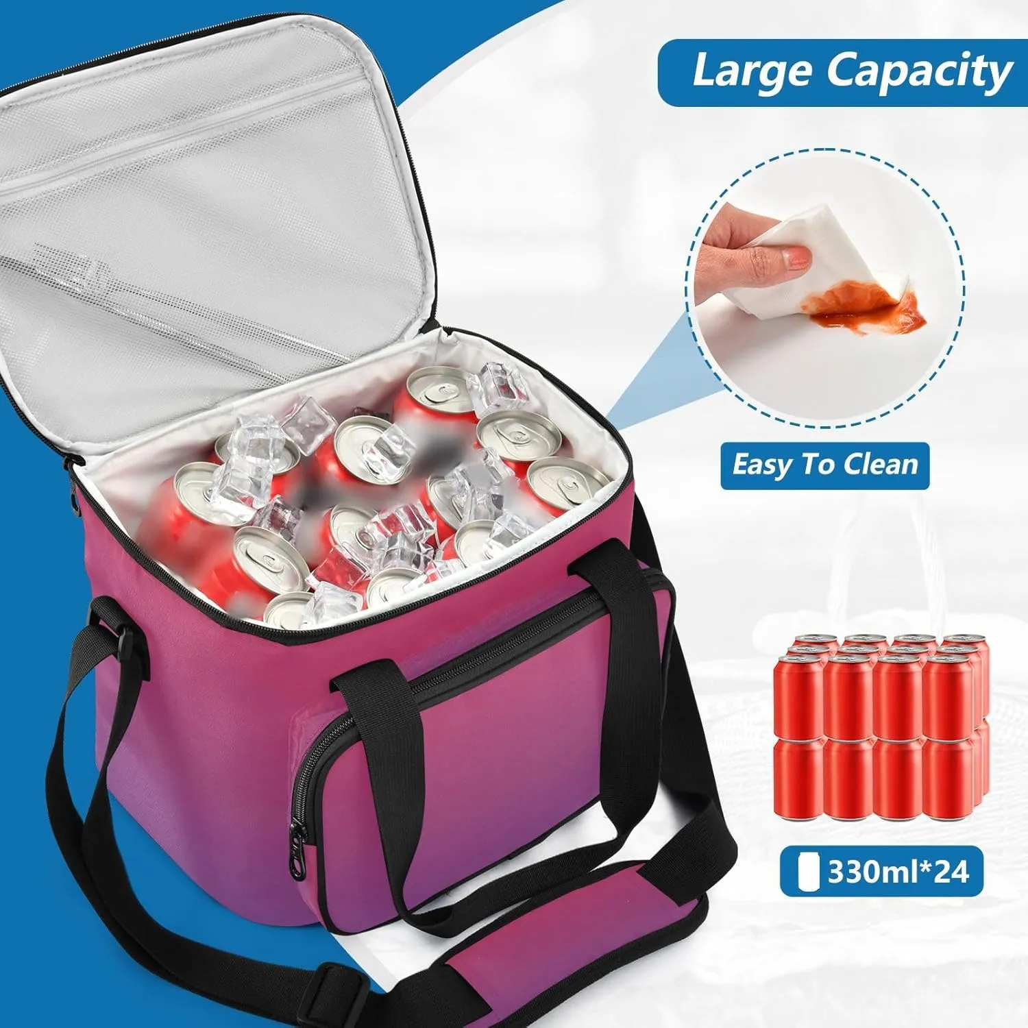 Cooler Bag Leakproof Soft Cooler Insulated 24 Cans Camping Coolers