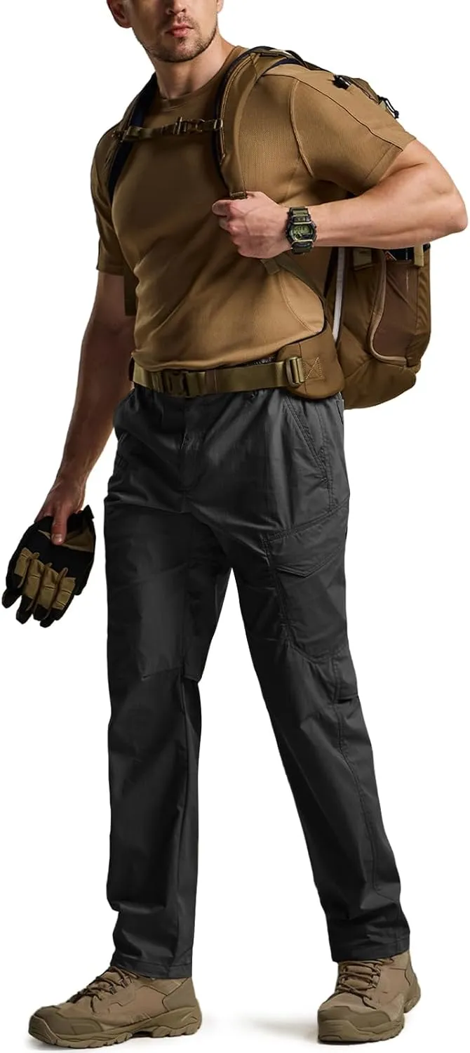 CQR Men's Quick Dry Tactical Pants, Water Resistant Outdoor Pants, Lightweight Stretch Cargo Work Hiking Pants