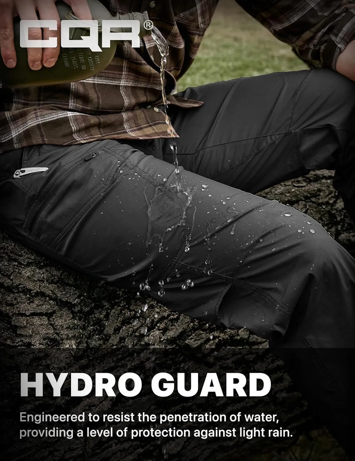CQR Men's Quick Dry Tactical Pants, Water Resistant Outdoor Pants, Lightweight Stretch Cargo Work Hiking Pants