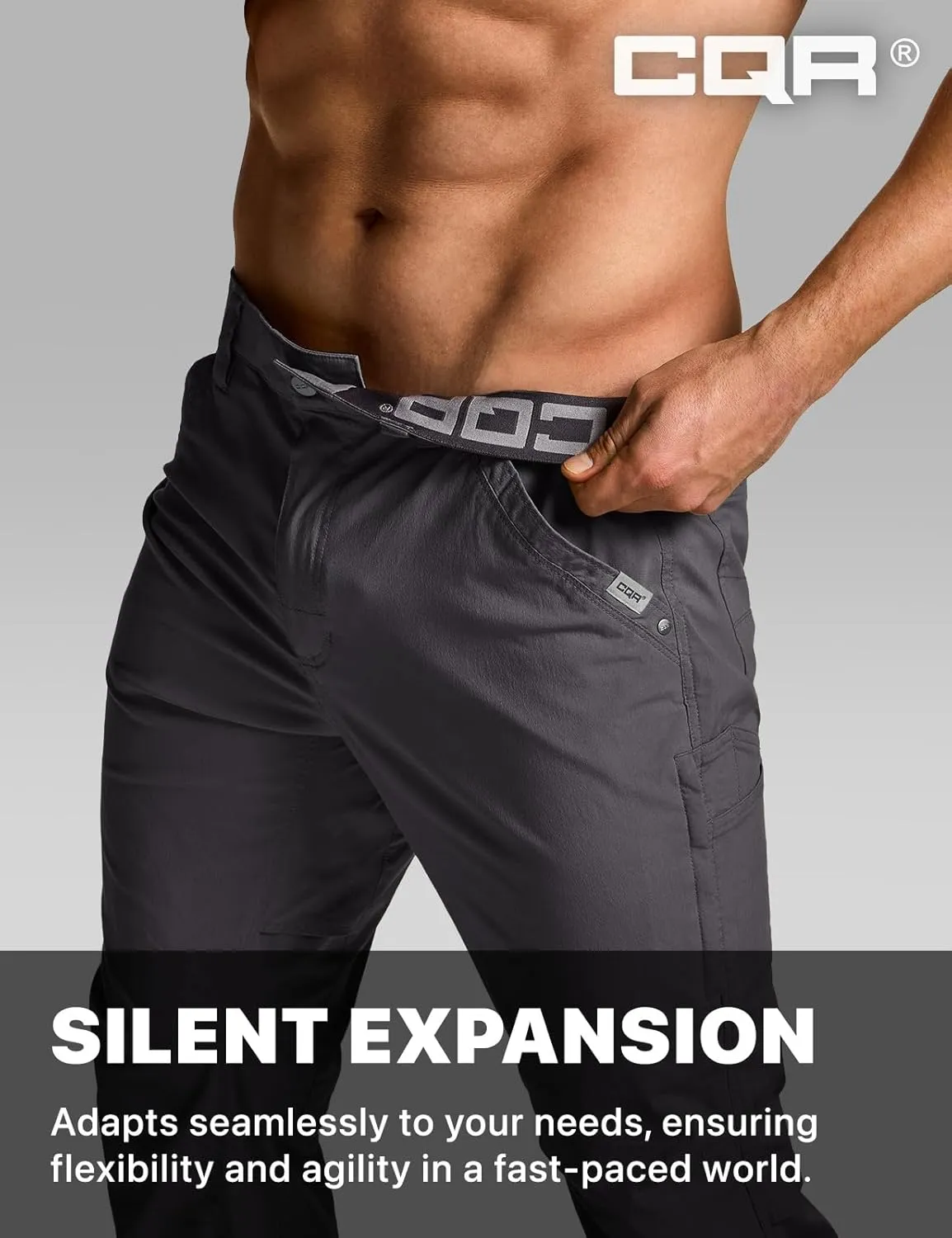 CQR Men's Vent Stretch Pants, Quick Dry Lightweight Casual Cargo Pants, Water Resistant Straight-Fit Utility Work Pants
