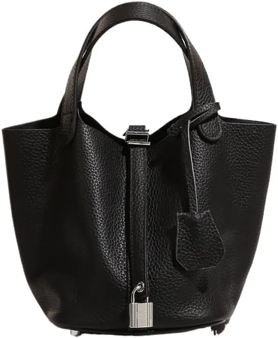 cross-body bag Genuine Leather Soft Cowhide Lychee Bucket Bag