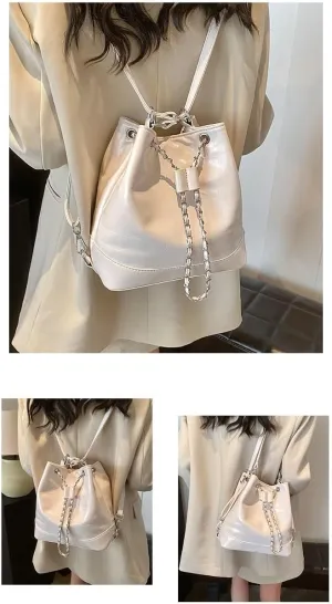 cross-body bag Shoulder Soft Leather Pleated Drawstring Bucket Bag