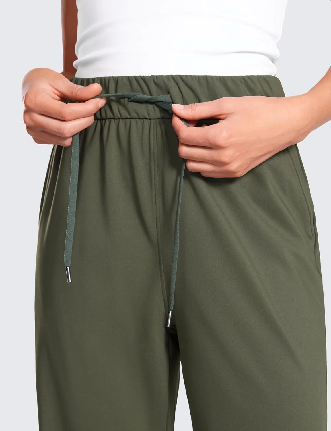 CRZ YOGA 4-Way Stretch Casual Pants for Womens 30.5" Straight Wide Leg Work Pants with Pockets