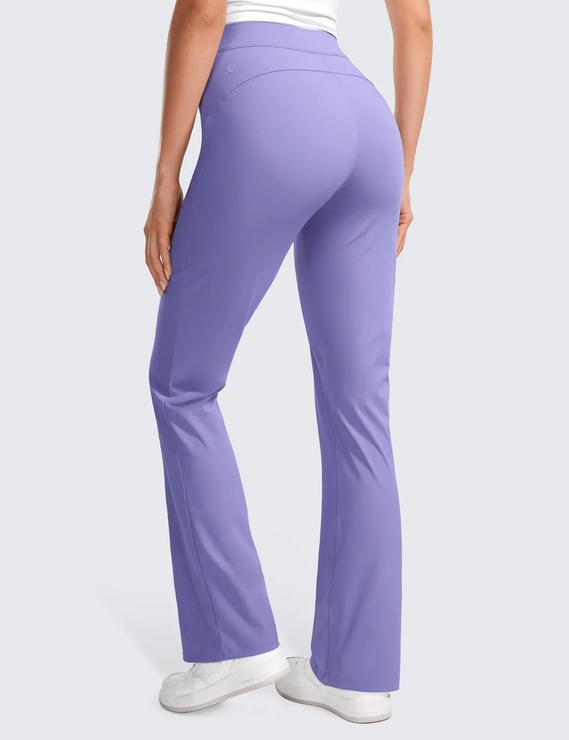 CRZ YOGA 4-Way Stretch Flare Womens Pants Tall 31" Dress Work Casual High Waisted Lounge Sweatpants with Zip Pockets