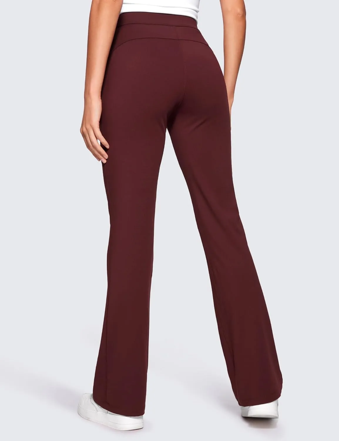 CRZ YOGA 4-Way Stretch Flare Womens Pants Tall 31" Dress Work Casual High Waisted Lounge Sweatpants with Zip Pockets